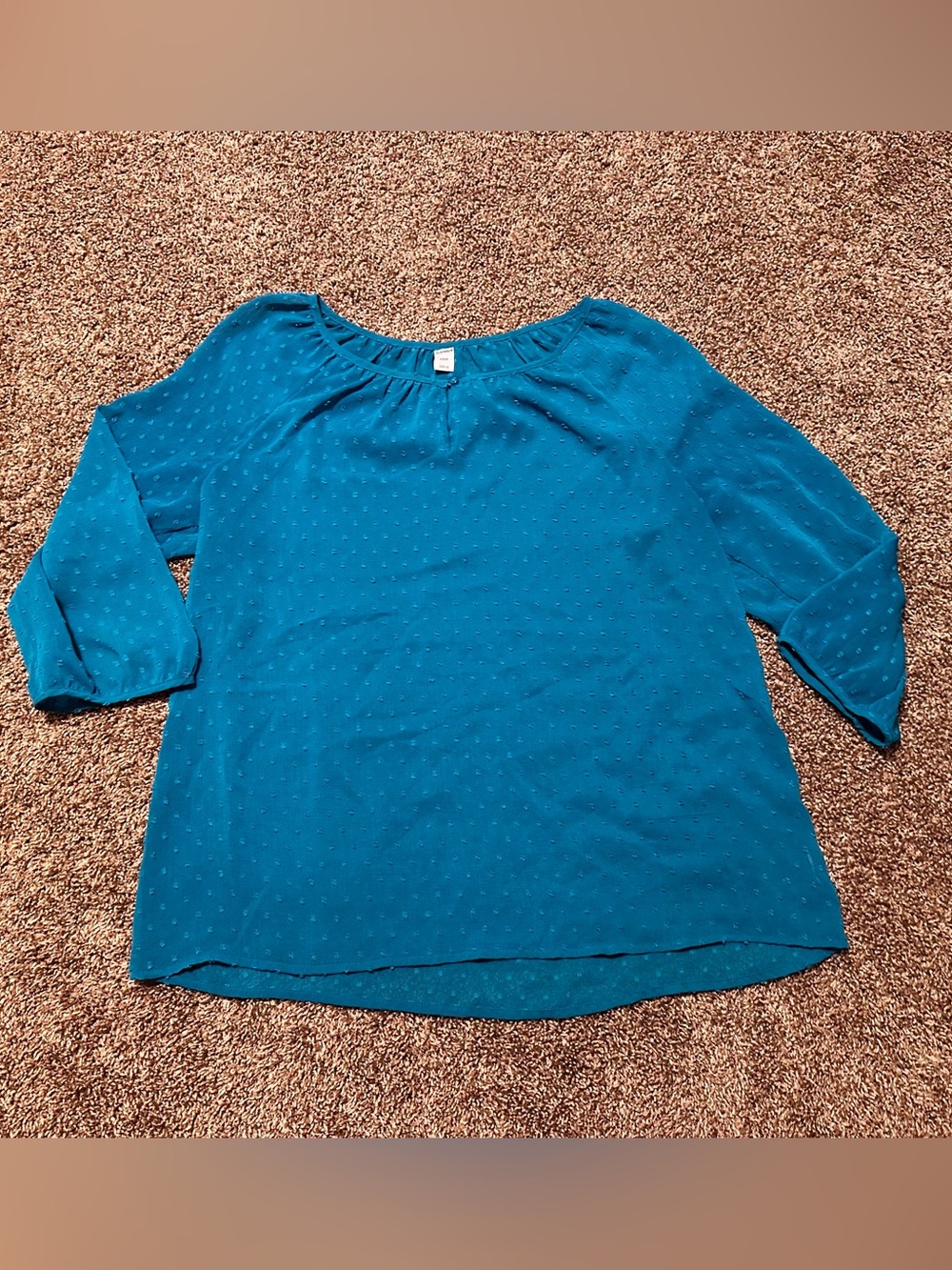 Old Navy Turquoise Swiss Dot 3/4 Sleeve Blouse size Large
